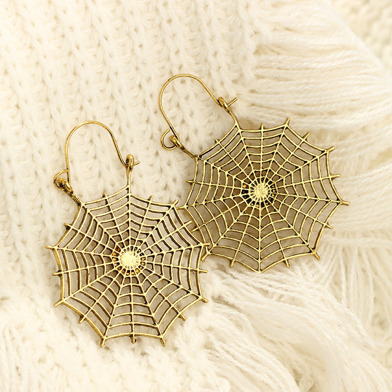 Hollow spider web earrings