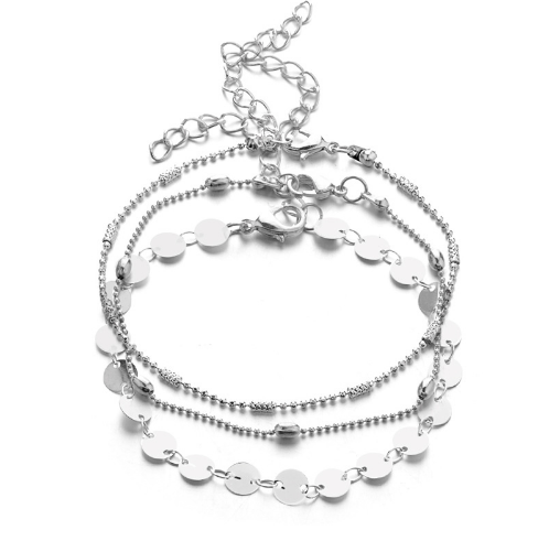 3-layer sequin chain anklet set