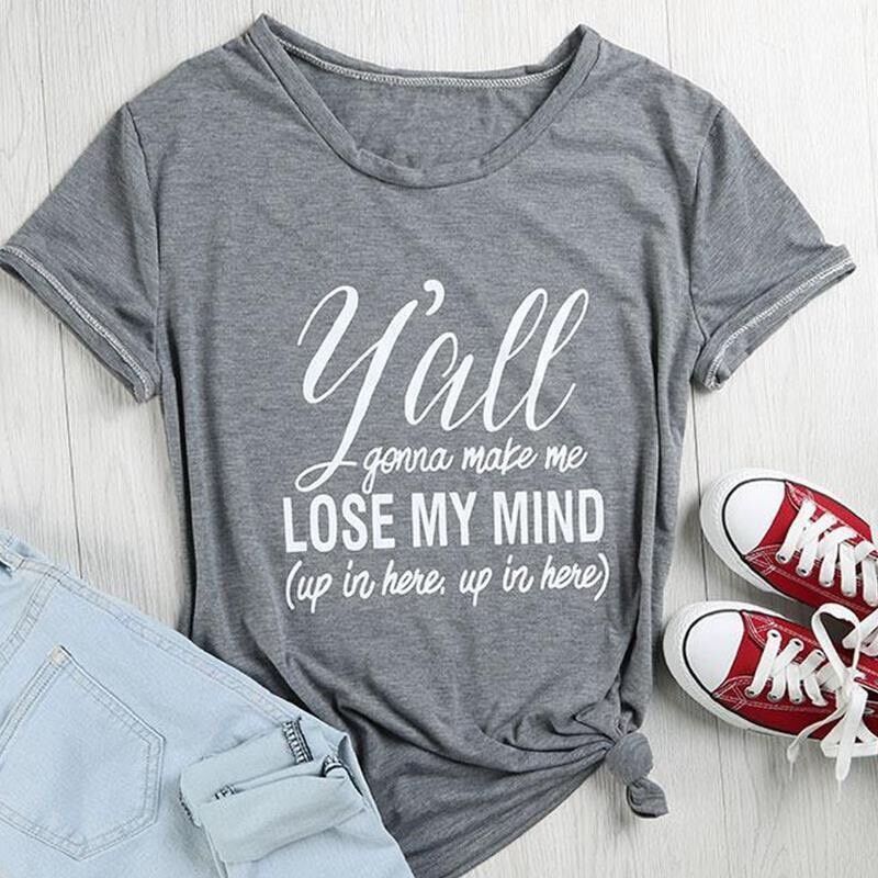 LOSE MY MIND letter print T-shirt