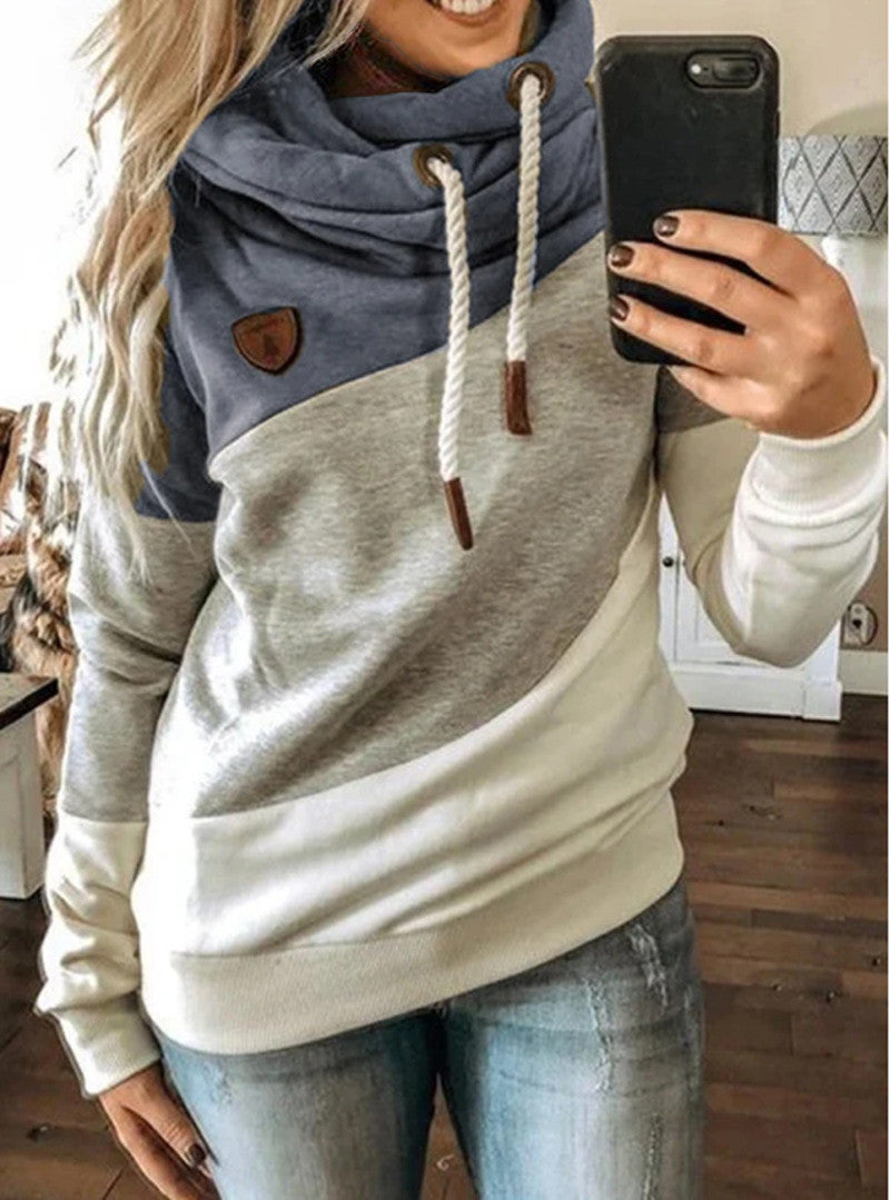 Women's Stitching Hooded Fleece Loose Sweater