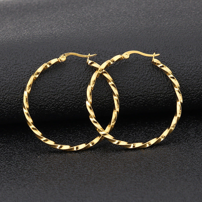 Women's Titanium Steel Twisted Big Earrings