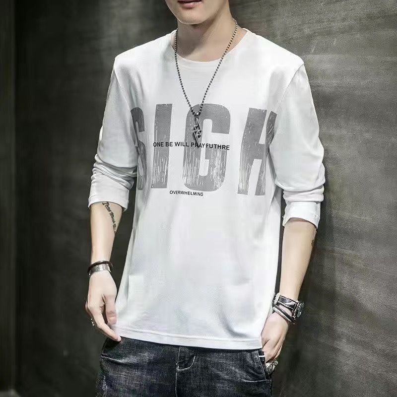 Long Sleeve T-Shirt Men's Round Neck Korean Slim Men's Clothes Autumn Clothes