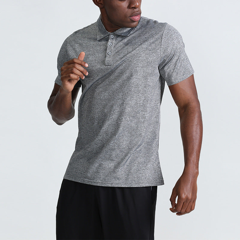 Breathable solid color lapel short sleeve