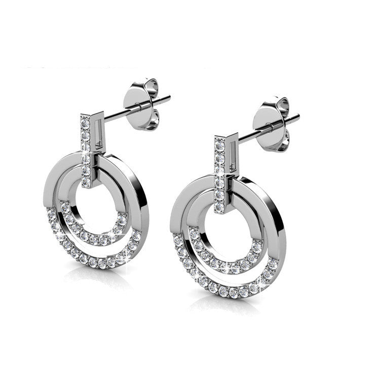 Ladies Simple Elegant Geometric Crystal Earrings