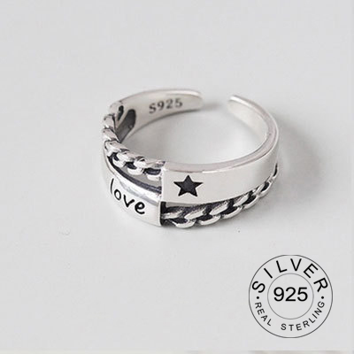 Vintage Silver Color Metal Punk Letter  Rings Design