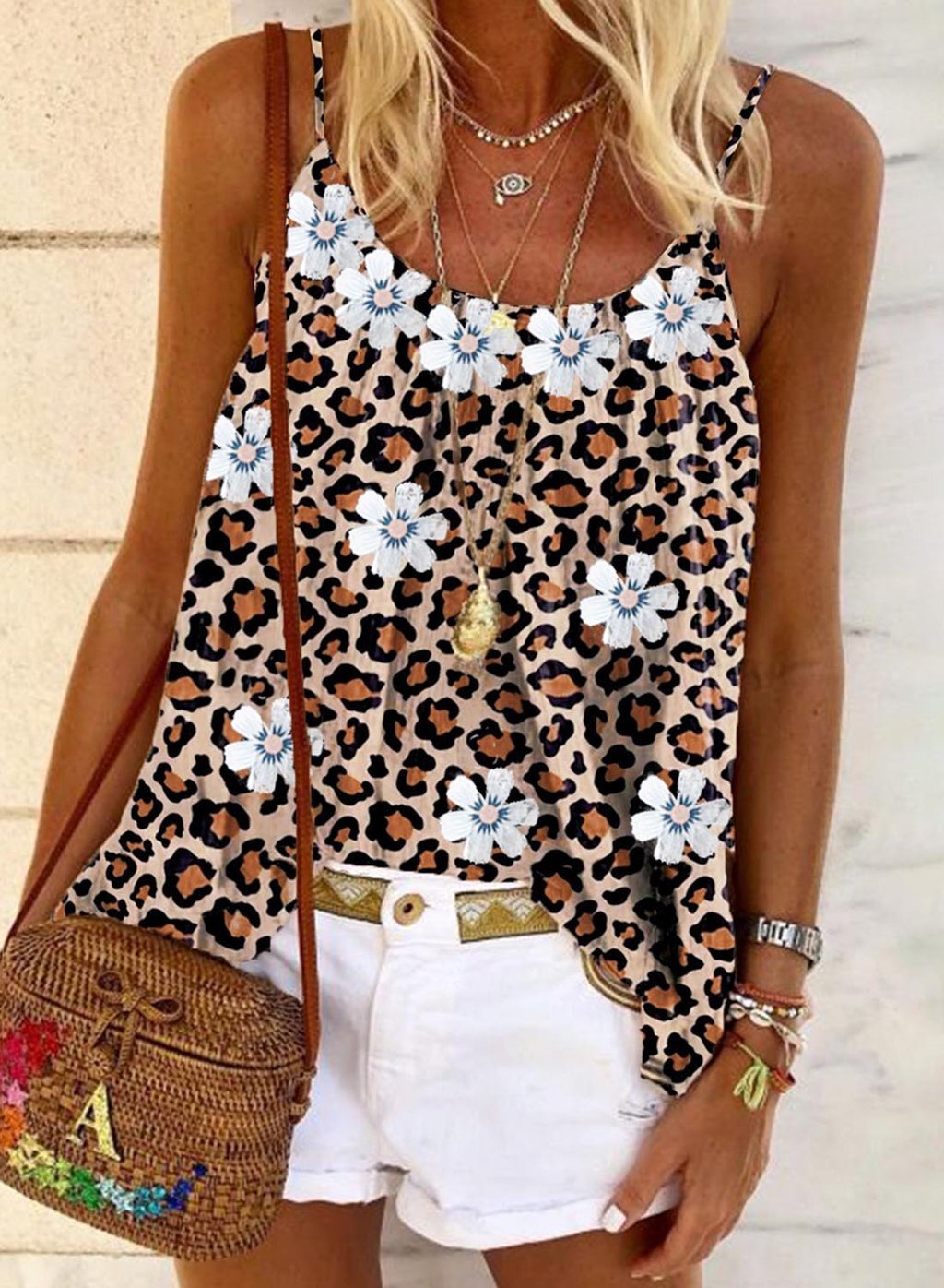 Ladies Popular Flower Leopard Print Sling