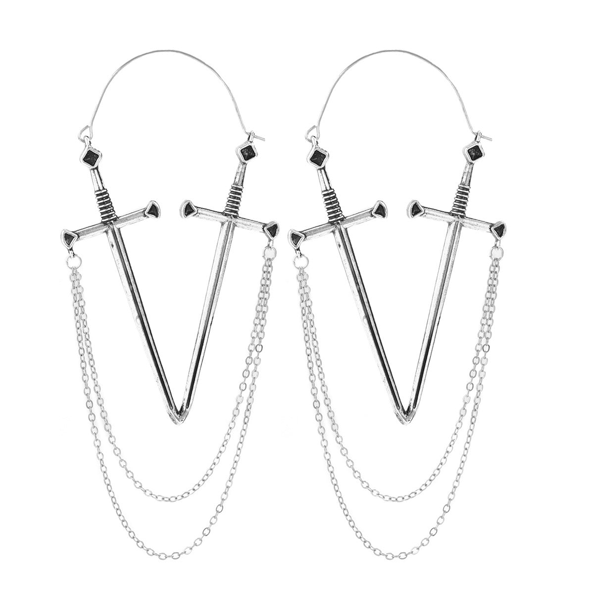 Female Exaggerated Sword-shaped Tassel Long Earring