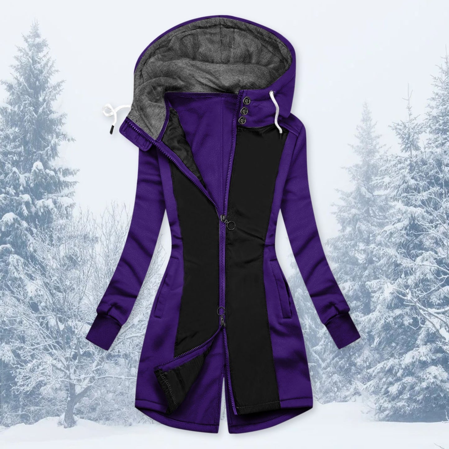 Ladies Hooded Ladies Sweatshirt Fleece Mid-length Jacket