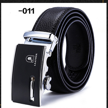 Two-layer leather belt business men's smooth automatic buckle leather belt