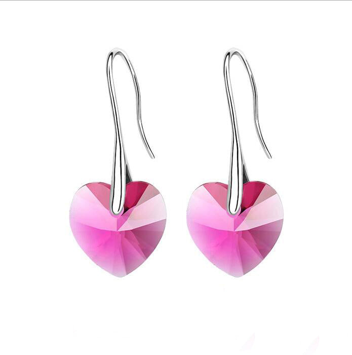 Crystal Heart Drop Earrings