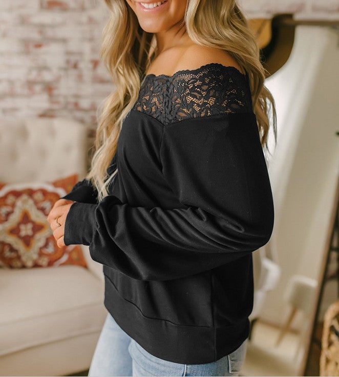 Side lace long-sleeved T-shirt