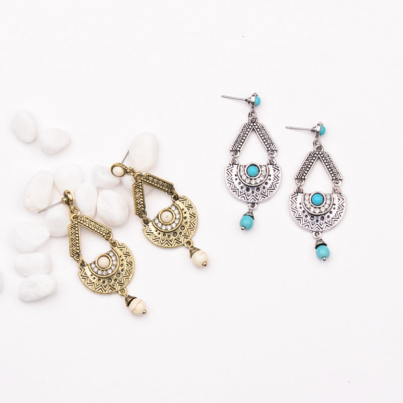 Alloy gemstone earrings