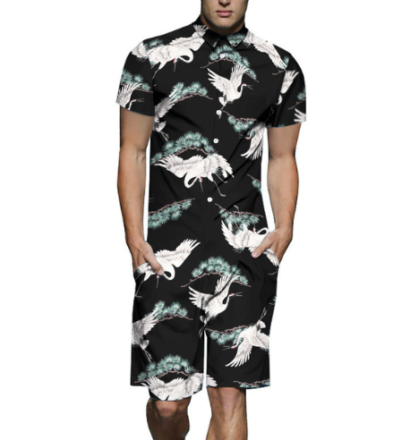 Coloured shark man suit Yamaxun Oumeifeng print shirt partner