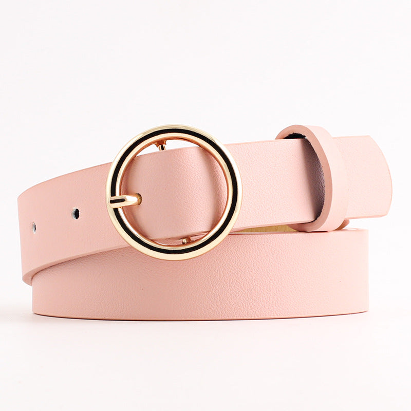 Women's jeans round buckle belt women