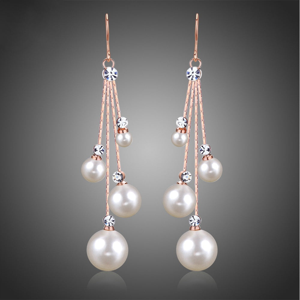 Pearl Earrings Rhinestone Ear Hook