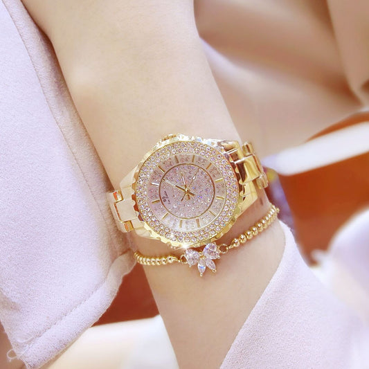 Watch factory direct foreign trade high-end linked list custom full diamond female watch