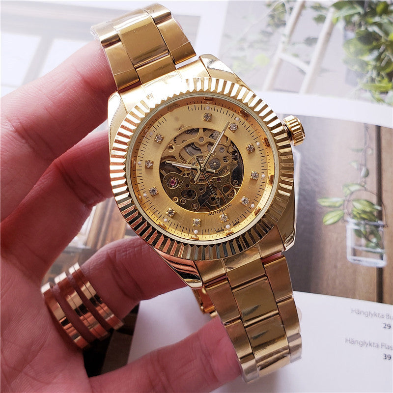 Fashion casual men's hollow mechanical watch