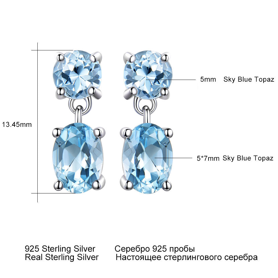 Female Sapphire Long Earrings Temperament Personality Earrings