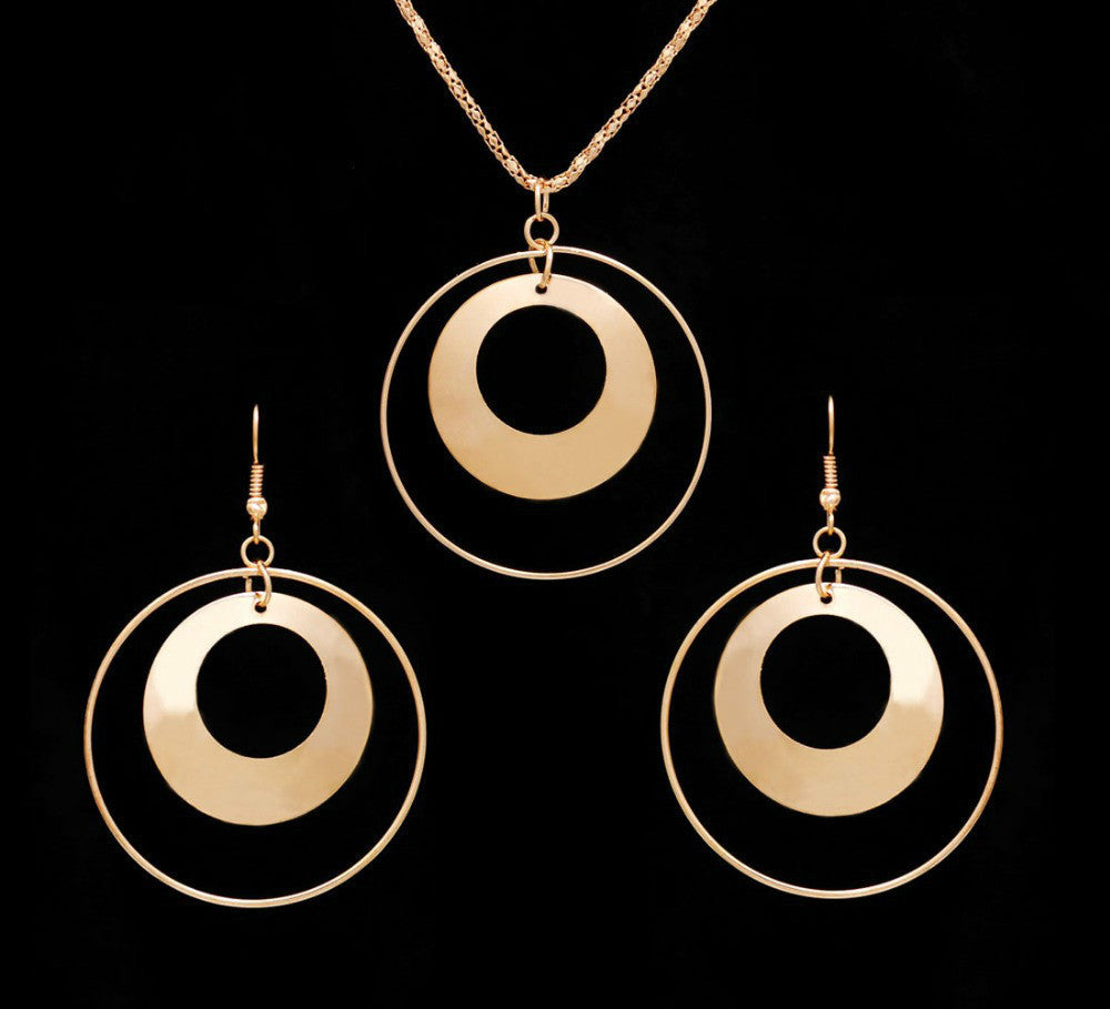 Creative round earring necklace set