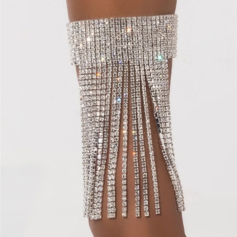 Rhinestone Tassel Anklet Luxury Shiny Row Of Diamonds
