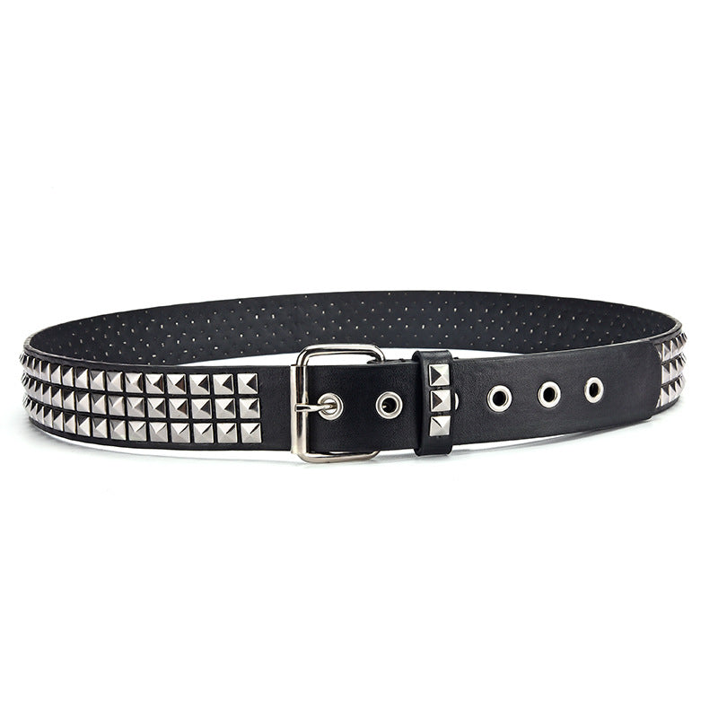 Men's Punk Belt Pyramid Rivet Belt Catch Beads