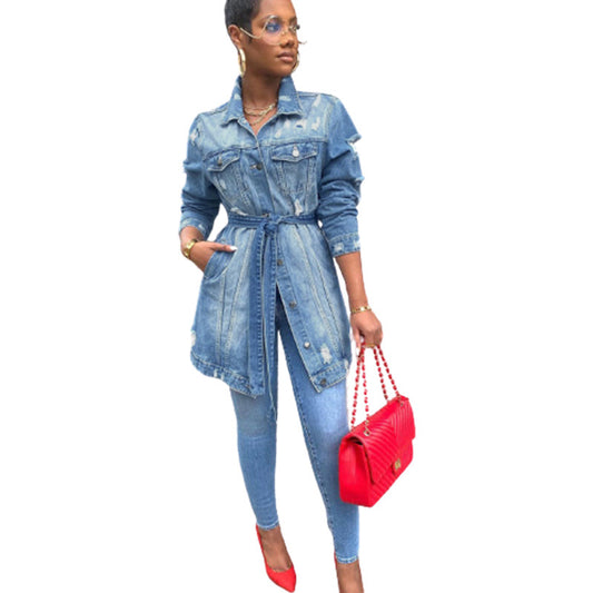 Fashion Casual Women's Slim-Fit Lapel Denim Jacket