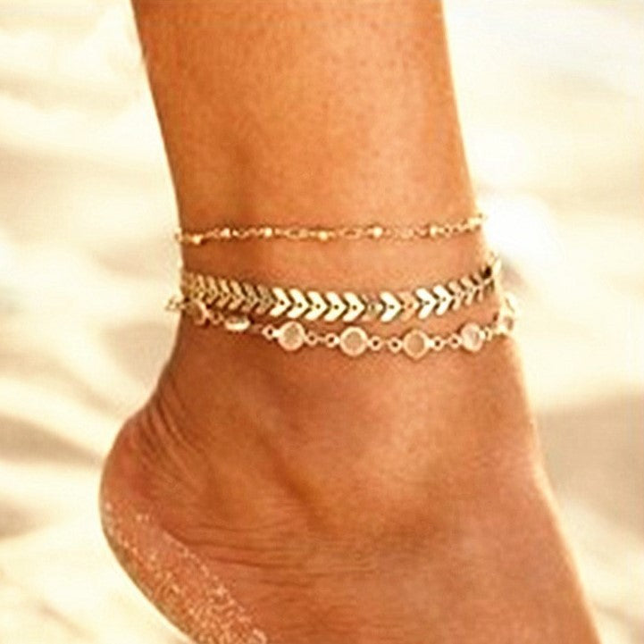Jewelry Multilayer Popular Airplane Crystal Beach Anklet
