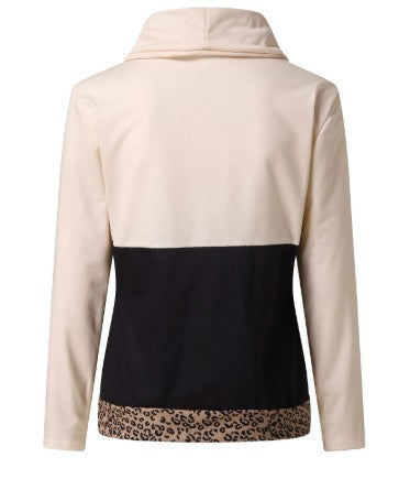 Printed Letters Leopard Print Trendy Ladies Sweater