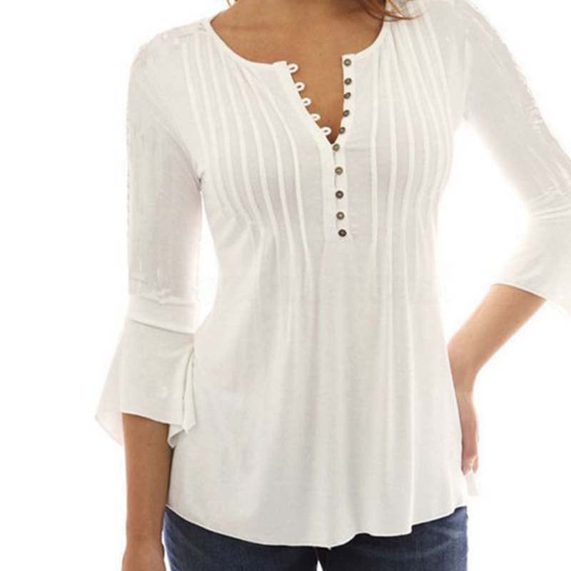 Fashion Women's Plus Size Flared Sleeve Pleated Top