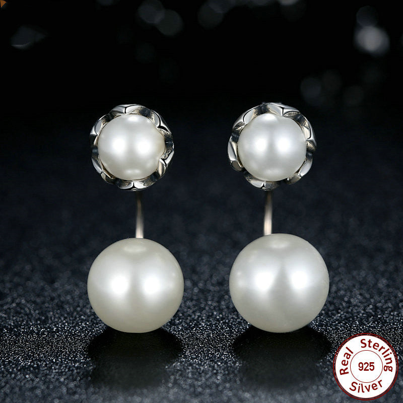 Sterling Silver Size Pearl Silver Earrings