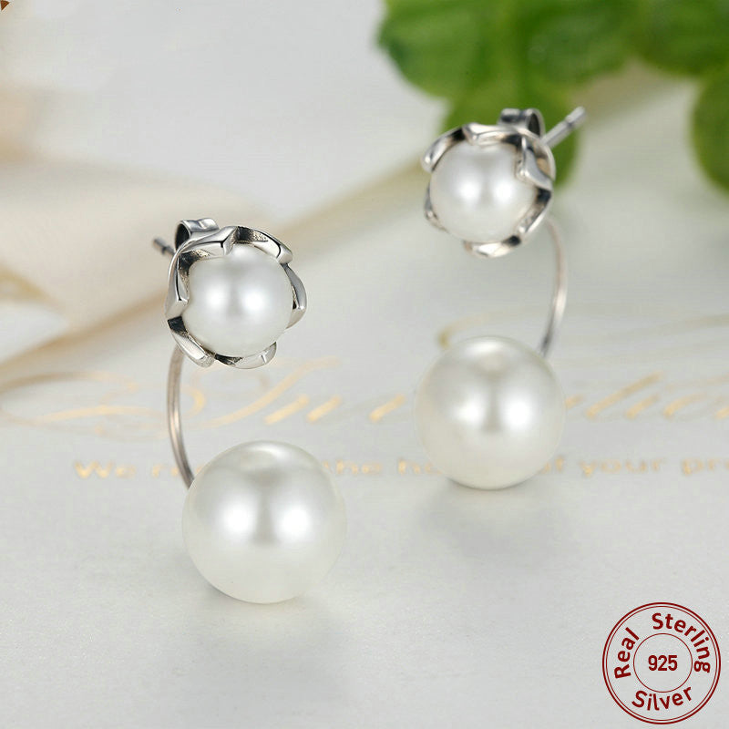 Sterling Silver Size Pearl Silver Earrings