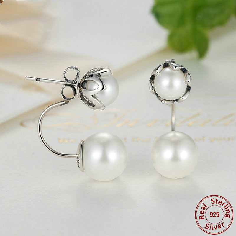 Sterling Silver Size Pearl Silver Earrings