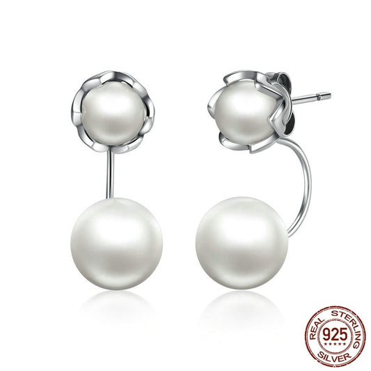 Sterling Silver Size Pearl Silver Earrings