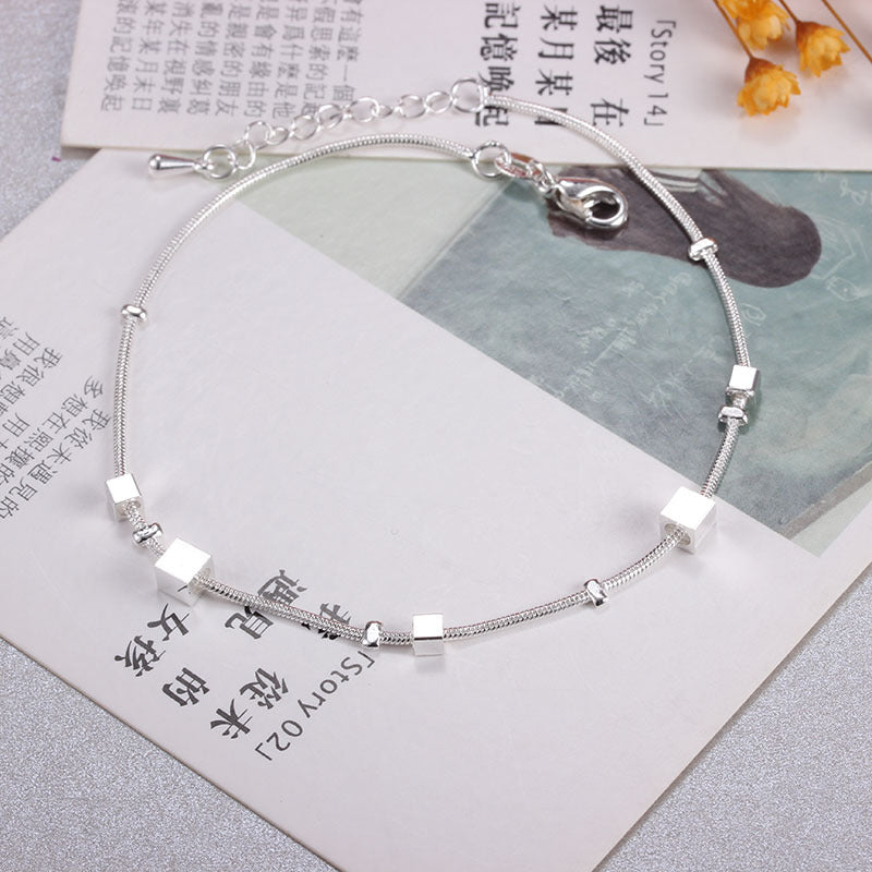 Handmade Creative Jewelry European and American Square Anklet