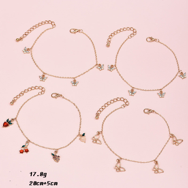 Cherry Fruit Element Butterfly Pendant Anklet