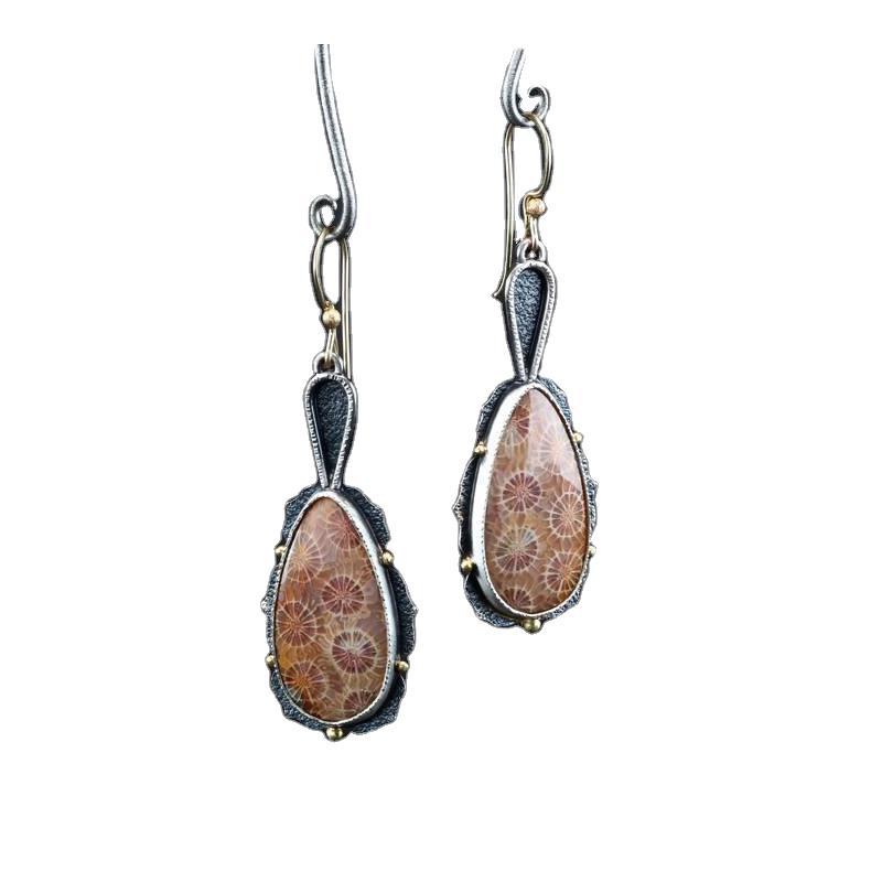 Creative Drop-Shaped Color Printed Glass Earrings