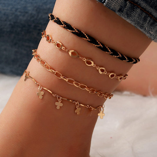 European And American Personality Thick Chain Flower Anklet