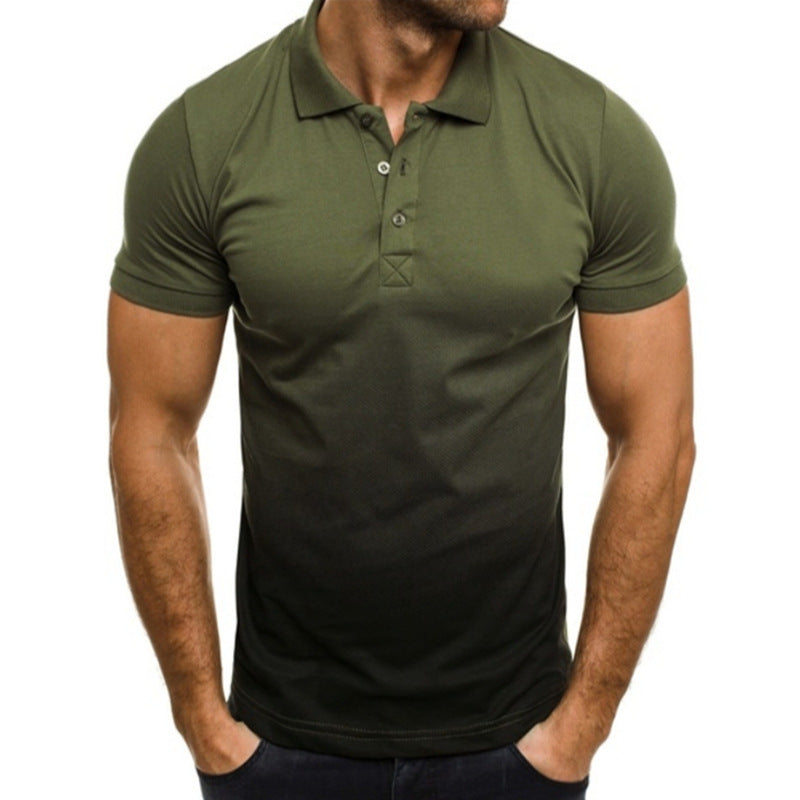 Slim-fit Gradient Print Short-sleeved Lapel Shirt Men's POLO Shirt