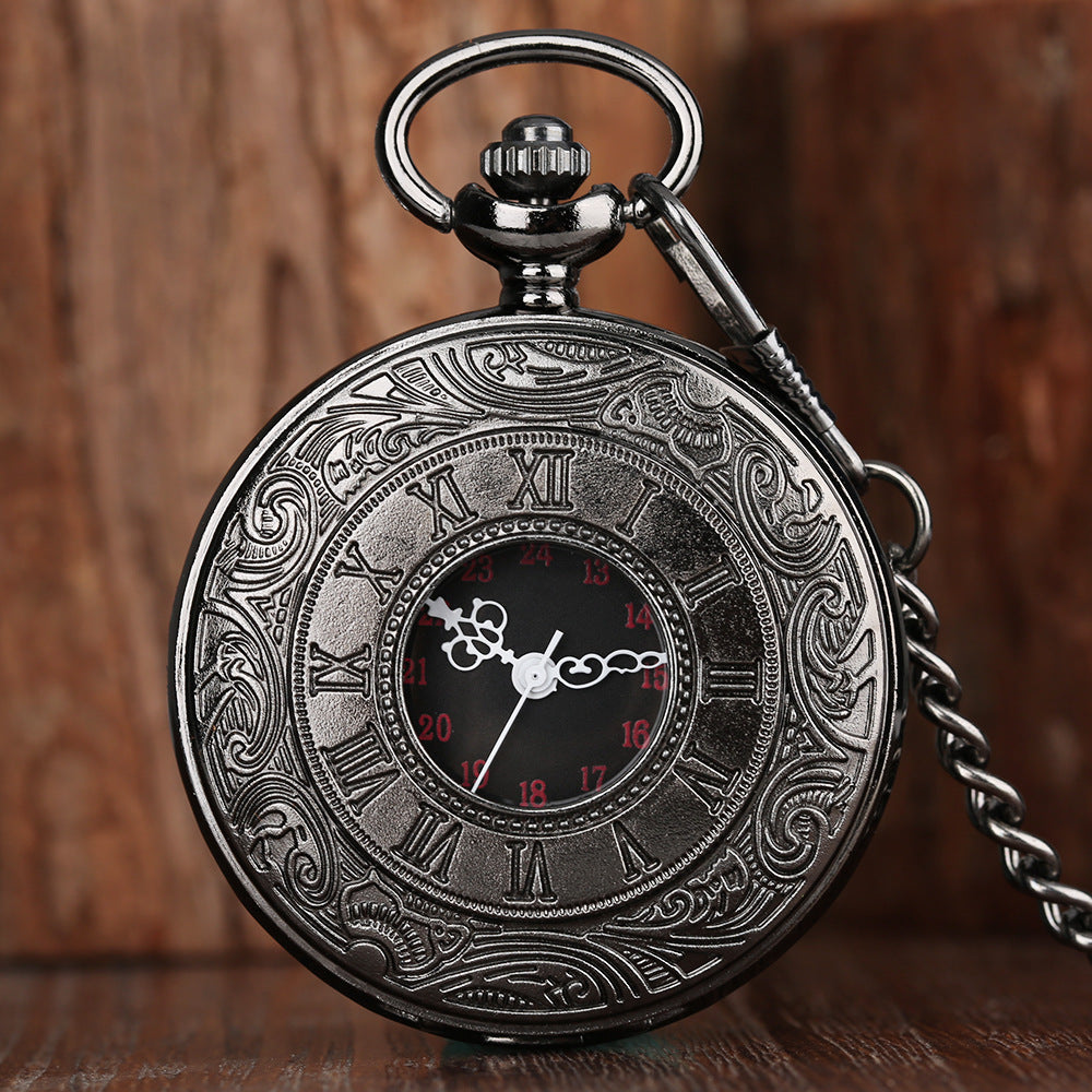 Double Display Retro Necklace Quartz Pocket Watch