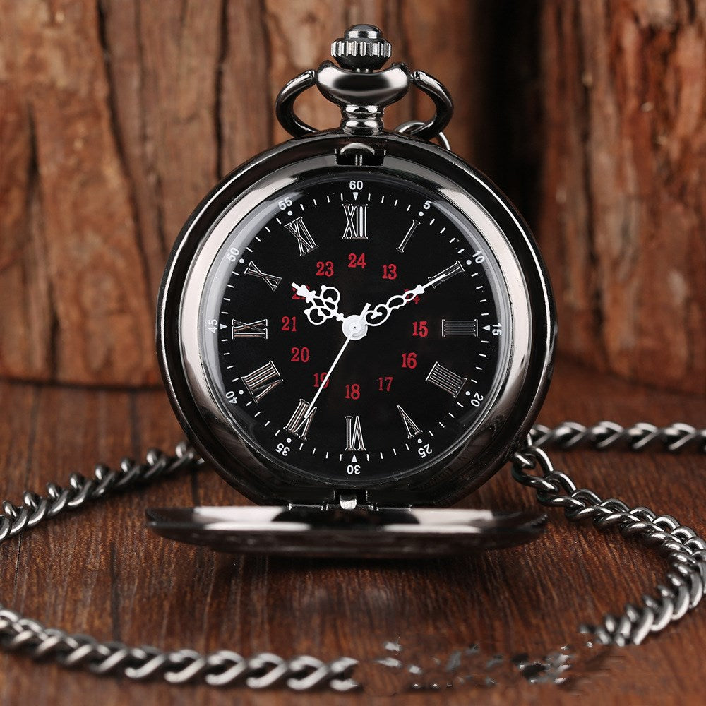 Double Display Retro Necklace Quartz Pocket Watch