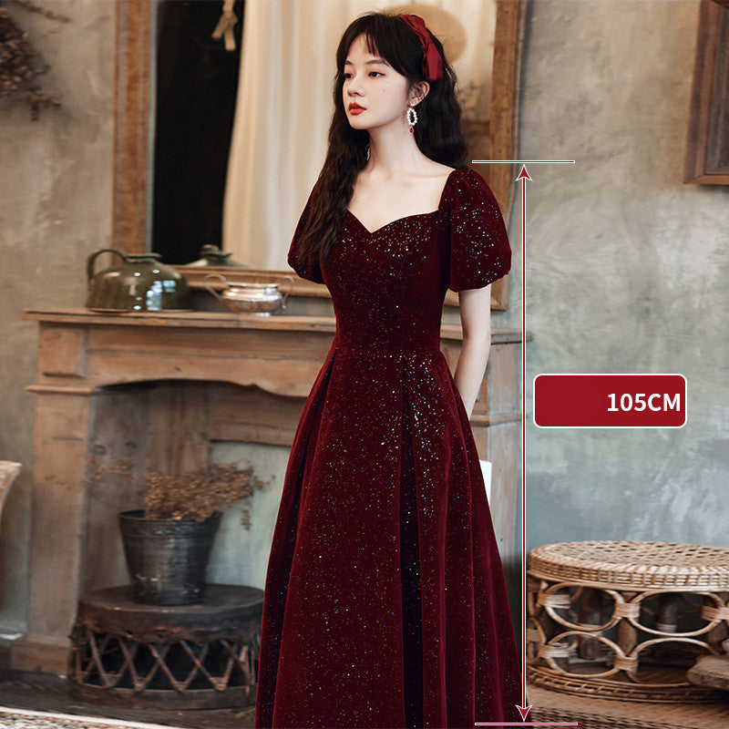 Toasting Dress Bridal red, New Autumn and Winter Wedding Dress
