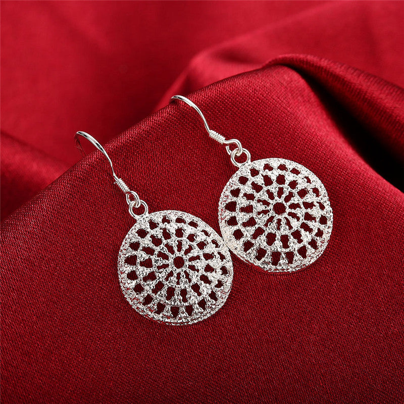 Simple Round Shape Silver Round Bag Earrings