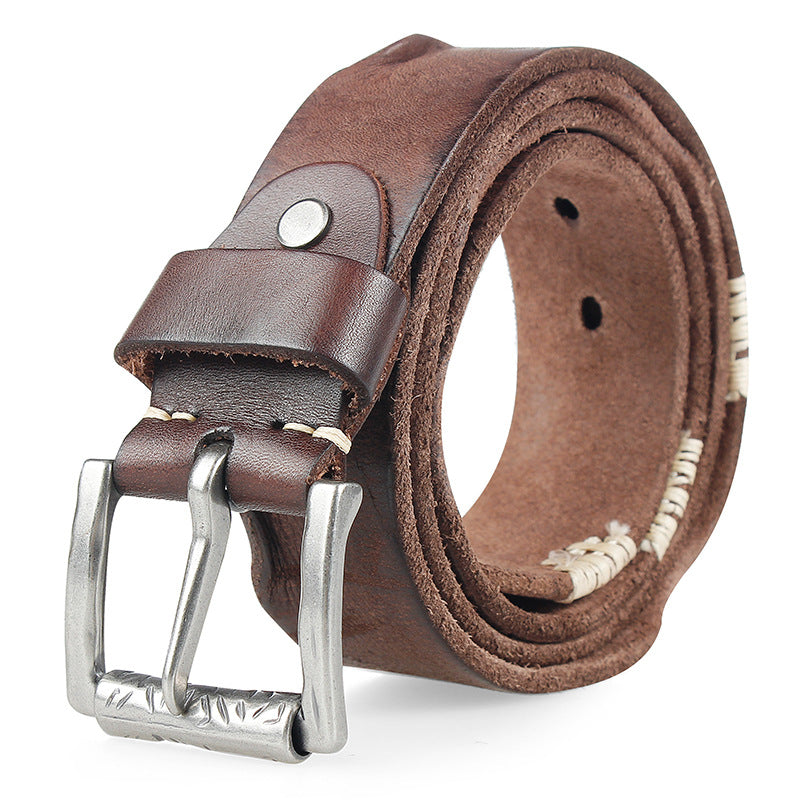 Men's First Layer Cowhide Washed Retro Belt