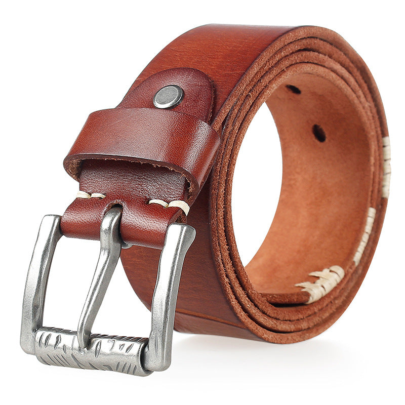 Men's First Layer Cowhide Washed Retro Belt