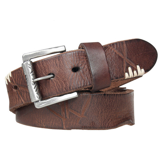 Men's First Layer Cowhide Washed Retro Belt