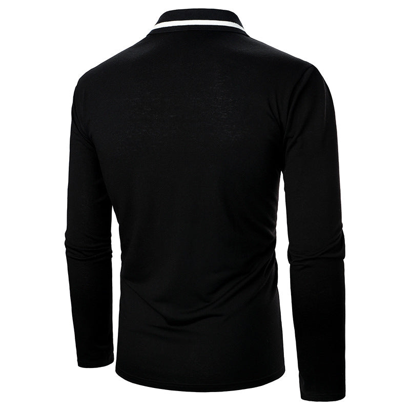 Men's POLO Shirt Two-color Stitching Fashion Men's Long Sleeves