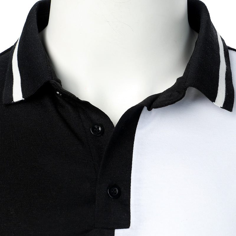 Men's POLO Shirt Two-color Stitching Fashion Men's Long Sleeves