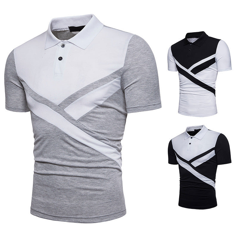 Irregular Stitching Short-Sleeved t-Shirt Polo Shirt