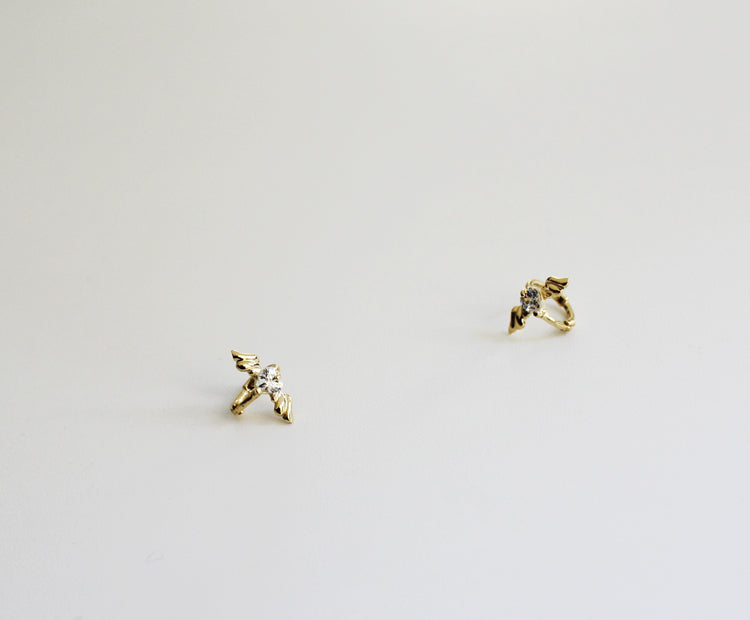 Gold Ear Buckle Angel Wings  Pure Gold Ear Bone Buckle Ear Ring Female