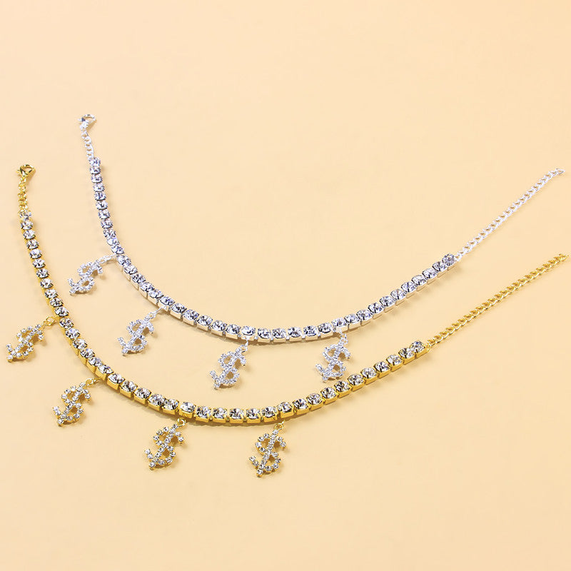 Stainless Steel Creative All-match Shiny Rhinestone Anklet